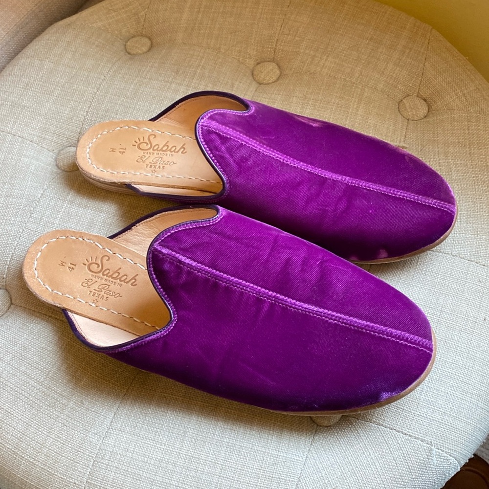Sabah El Paso Purple Velvet Baba Mules Size 41 9.5 10 Womens See Pictures